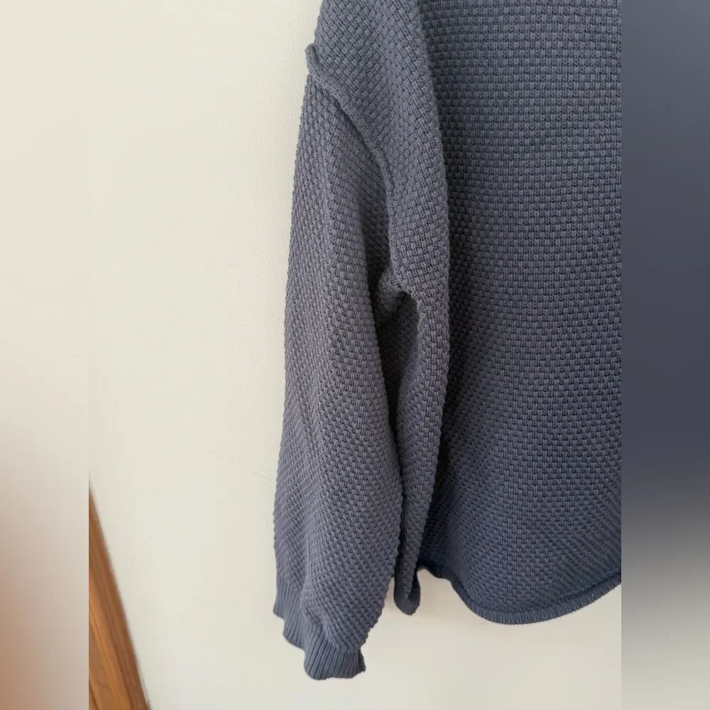 Sincerely Jules Slate Blue Waffle Knit 3/4 button Sweater size large